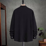 Men's Casual Solid Color Stand Collar Long Sleeve Shirt 22884663Y