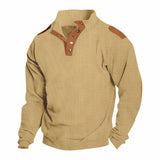 Men's Color Block Buttons Stand Collar Long Sleeve Sweatshirt 60100221Z