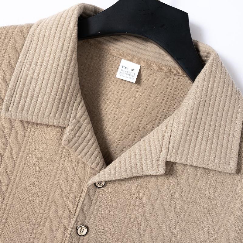 Polo à manches courtes en tissu jacquard pour homme 65098598Y