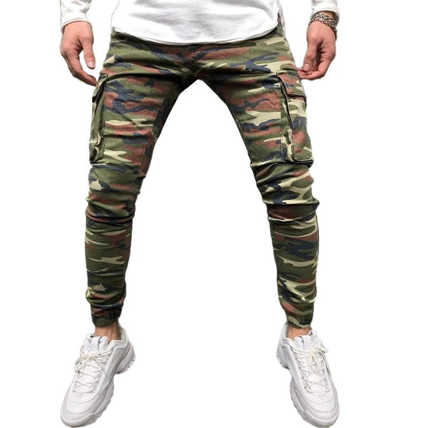 Men's Camo Multi-pocket Elastic Waist Cargo Pants 46300283Z