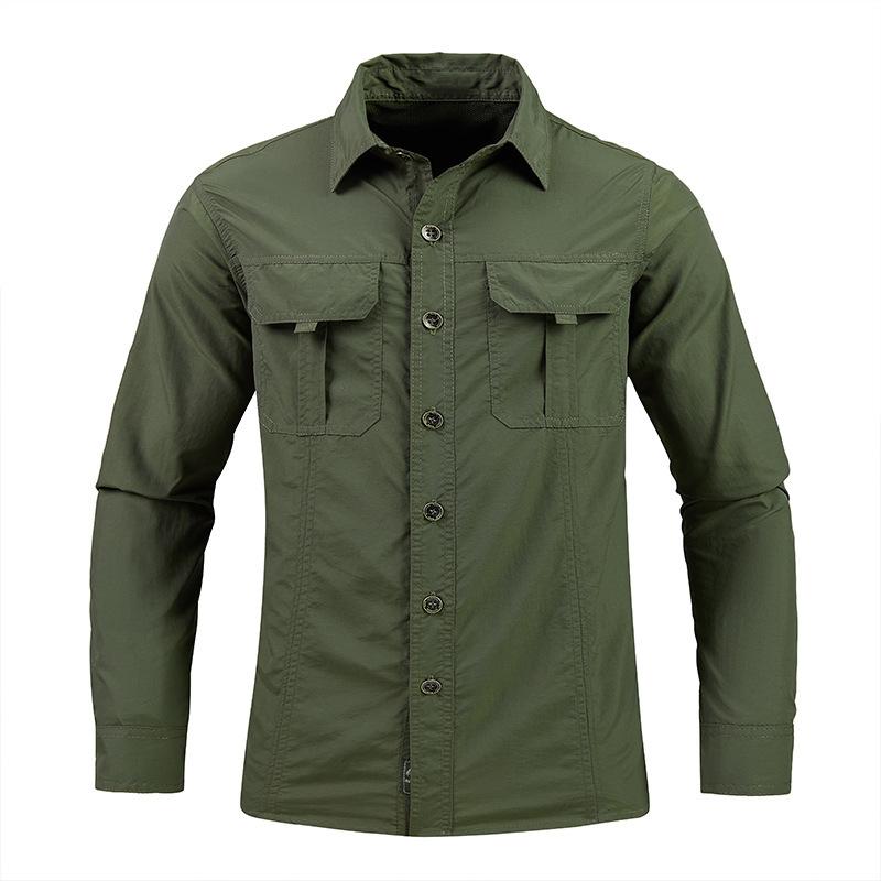 Men's Outdoor Quick-dry Solid Multi-pocket Cargo Shirt 38806320Z
