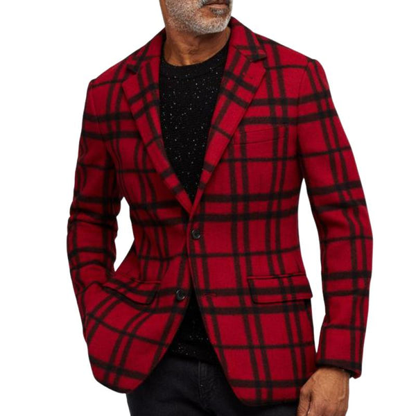 Men's Retro Casual Check Print Pocket Blazer 07905336TO