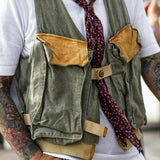 Men's Casual Retro Color Matching Workwear Large Pocket Vest 30108845TO
