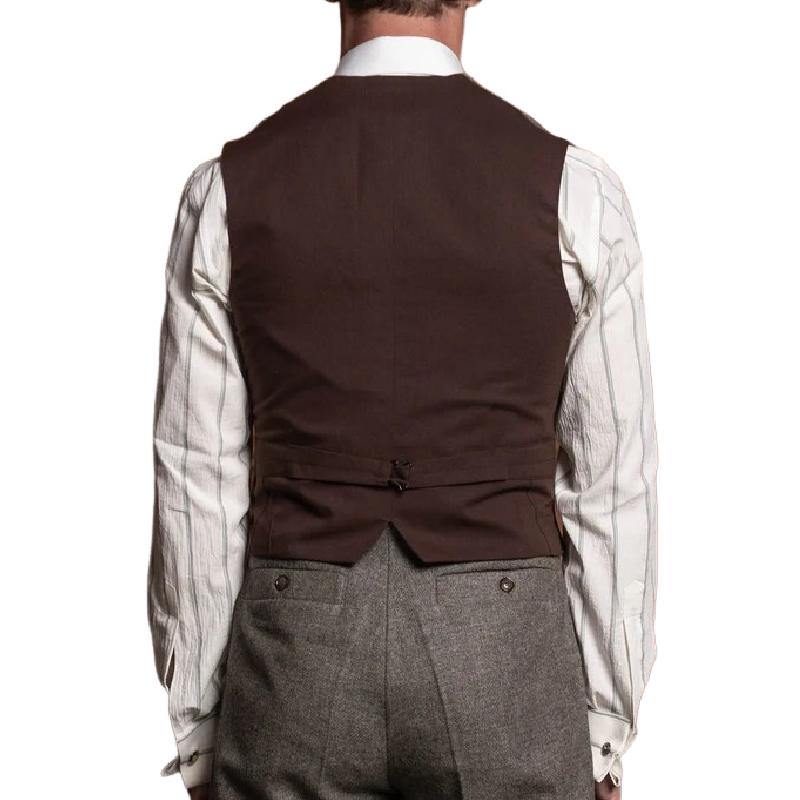 Men's Vintage Wool Blended Patchwork Peak Lapel Slim Vest 95737476M