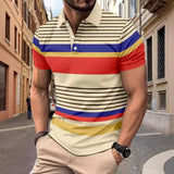 Men's Colorful Striped Lapel Short-Sleeved Polo Shirt 17976460Y