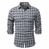 Men's Casual Brushed Plaid Long Sleeve Shirt 82349233Y