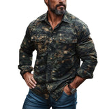 Men's Classic Casual Slim Fit Camouflage Workwear Long Sleeve Shirt 41195156K