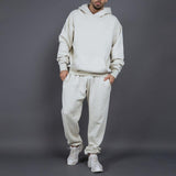 Men's Solid Thicken Loose Hoodie And Trousers Sports Casual Set 19779518Z