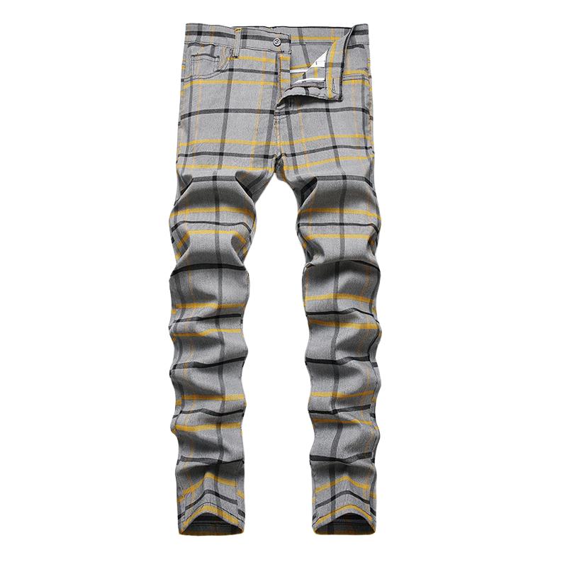 Pantalones casuales de cuadros elásticos para hombre 43205160X