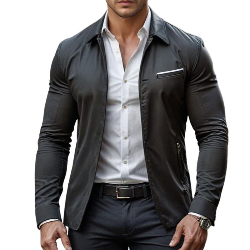 Men's Vintage Casual Solid Lapel Zipper Jacket 99184670TO