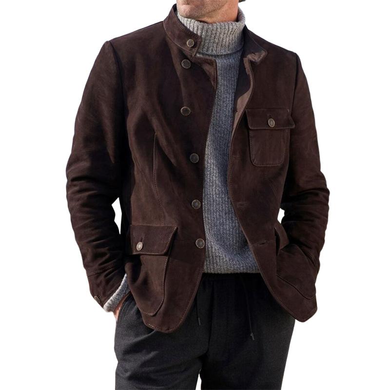 Men's Retro Coffee Suede Jacket 66013862U