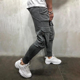 Men's Solid Multi-pocket Elastic Waist Sports Pants 20707903Z