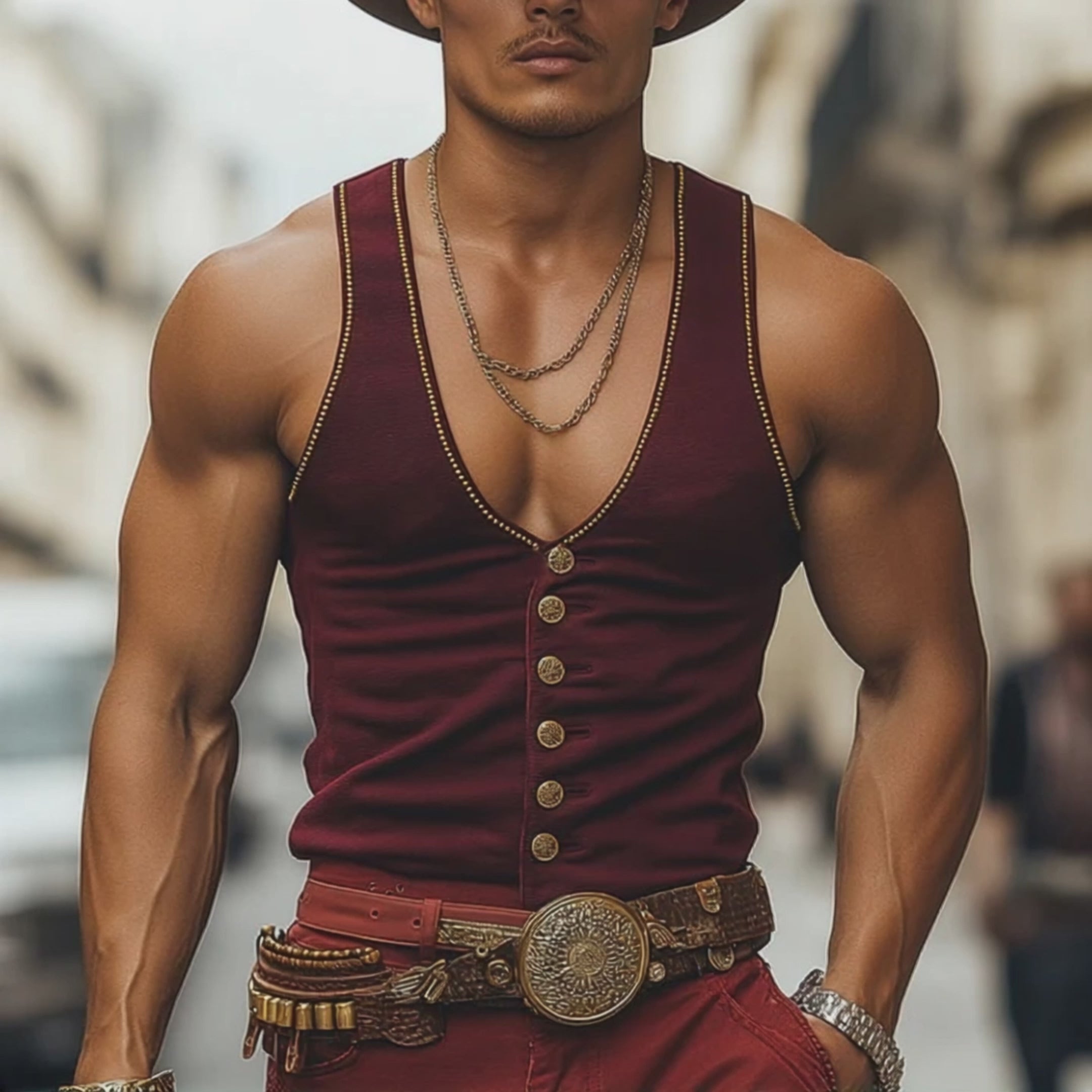Men's Summer Fashion Solid Color Blended Casual Vest MTA2941D0P