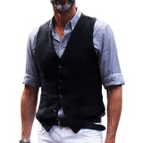 Men'S Solid Color Cotton And Linen Single-Breasted Suit Vest 29487754Y