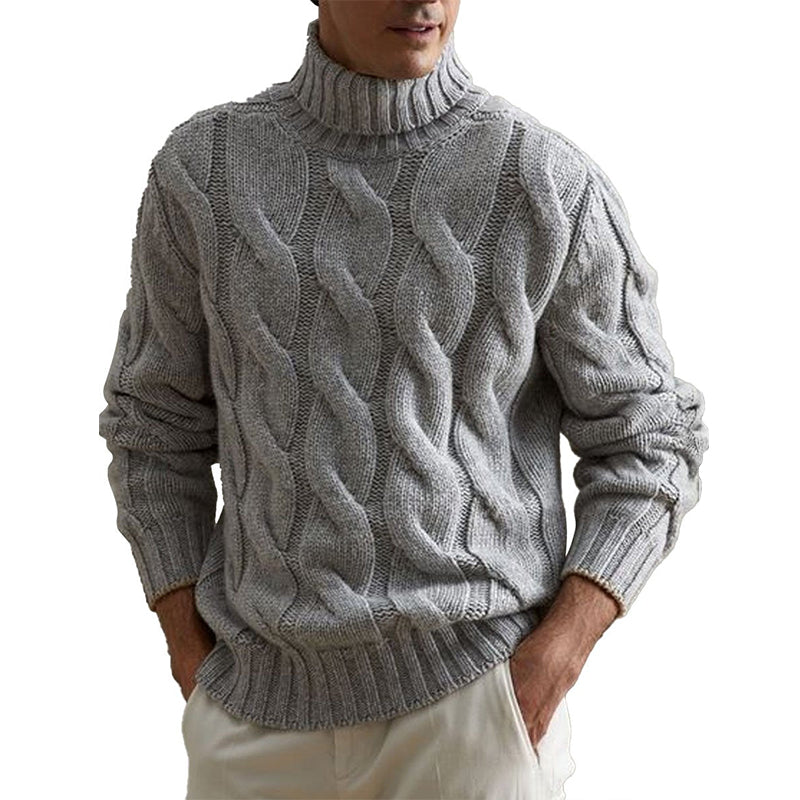 Pull-over polyvalent à col roulé en maille torsadée gris 87917986D