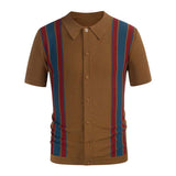 Men's Striped Contrast Knit Polo Shirt 42110133M