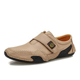 Mens Soft Sole Velcro Leather Shoes Camel / 6 Shoes