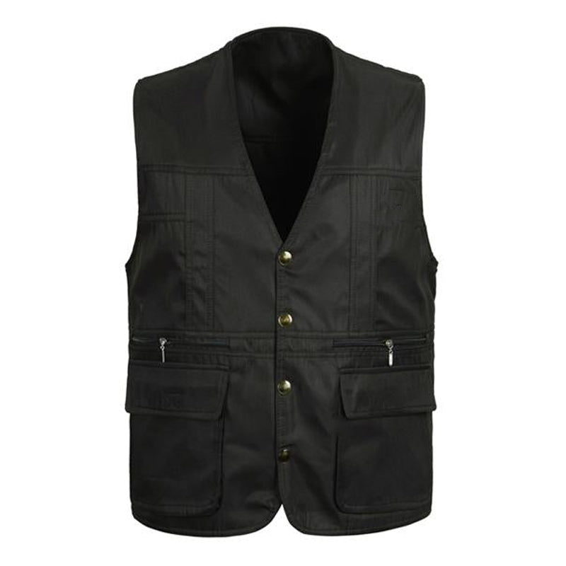 Men's V-neck Double Pocket Button  Vest 00317594X