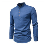 Men's Solid Color Stand Collar Shirt 65064408X