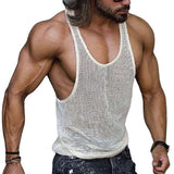 Men's Casual Sports Solid Color Knitted Tank Top 33237620M