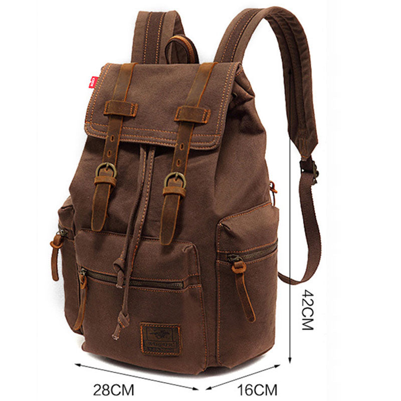 Vintage Canvas Multi-Pocket Flap Backpack Bag