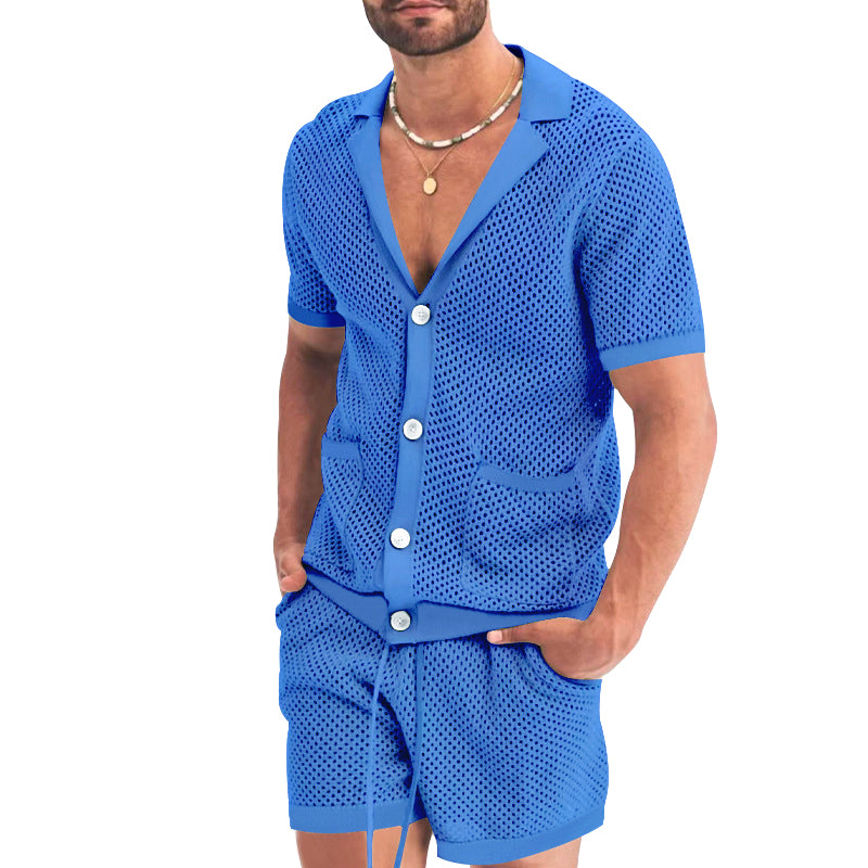 Men's Casual Solid Color Hollow Set 14406825Y