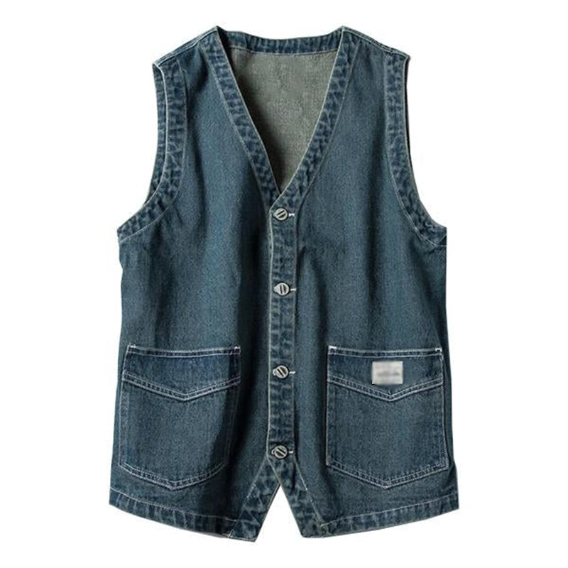 Gilet en denim délavé vintage pour homme 16361691M