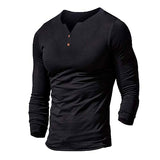Mens Solid Color Long Sleeve 94029701W Black / S Shirts & Tops
