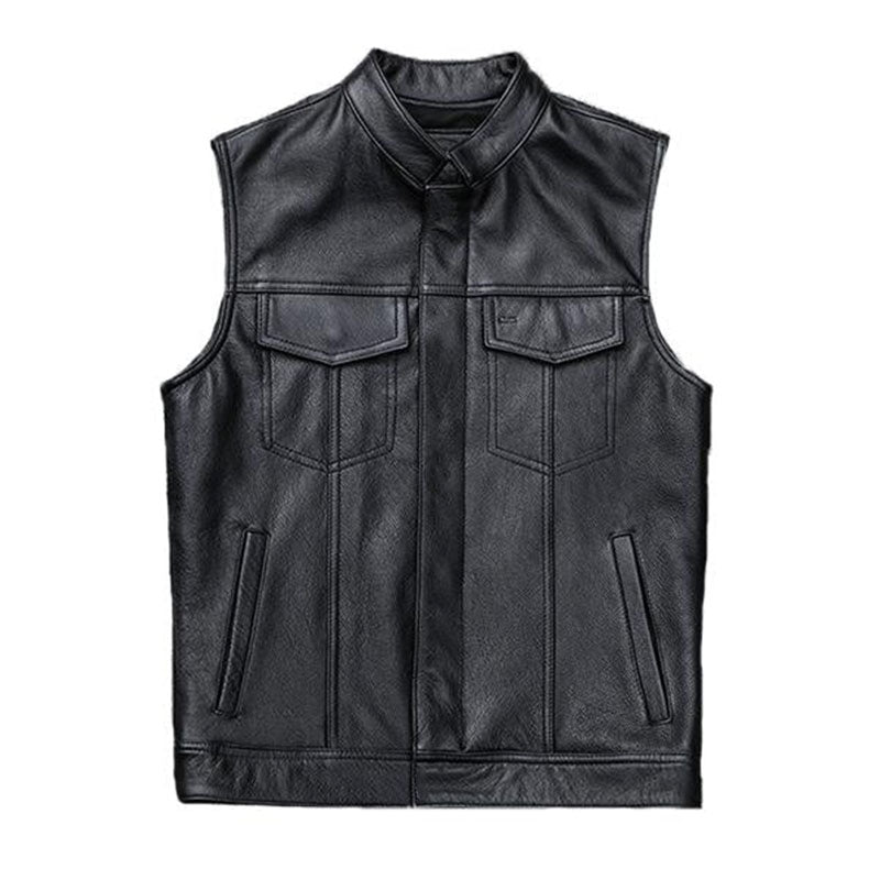 HOMMES'S GILET EN CUIR DE MOTO COWBOY À LA MODE