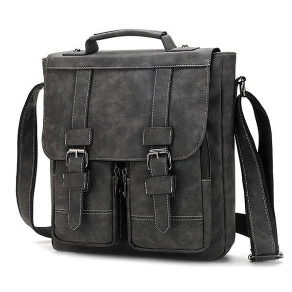 Vintage Fashion Leather Multi-Pocket Flap Bag Gray Bag