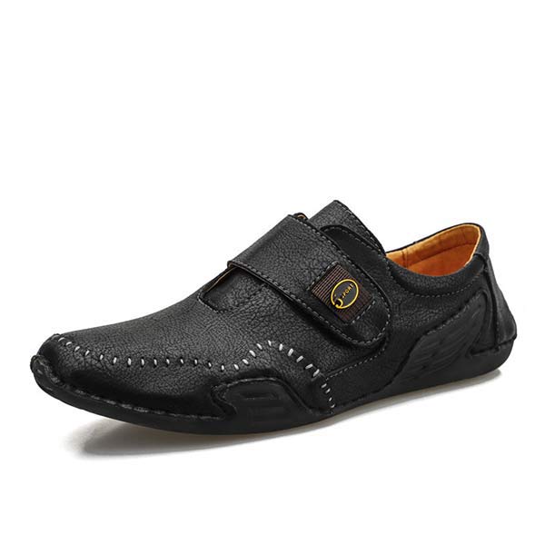 Mens Soft Sole Velcro Leather Shoes Black / 6 Shoes