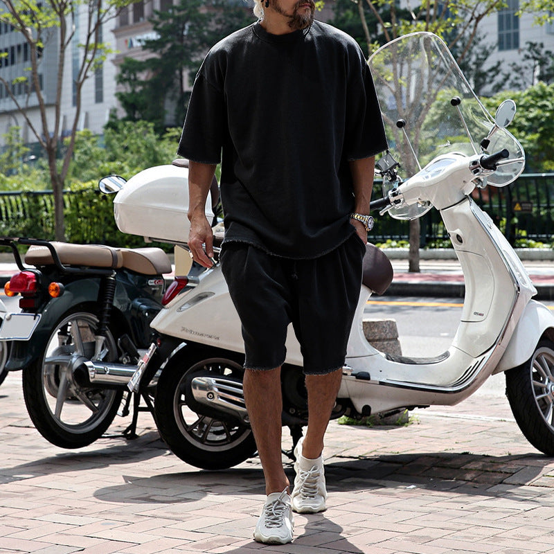 【24-hour shipping】Men's Fashion Loose Short Sleeve T-shirt and Shorts Set 02514856Z