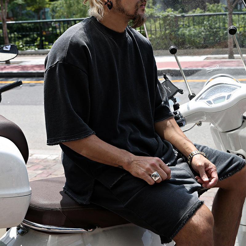 【24-hour shipping】Men's Fashion Loose Short Sleeve T-shirt and Shorts Set 02514856Z