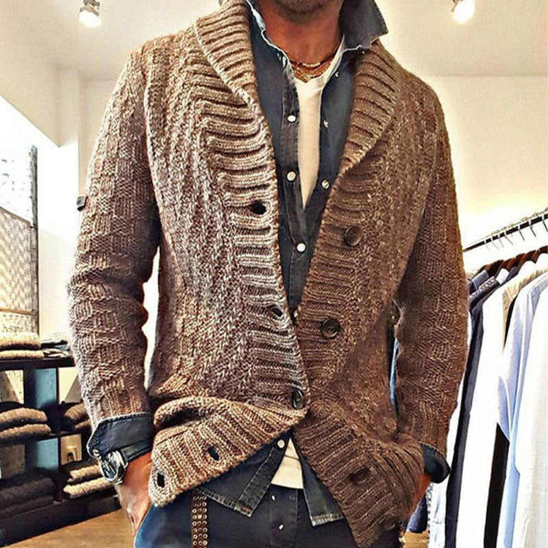 HOMBRES'S CHAQUETA CÁRDIGAN DE PUNTO CON SOLAPAS VINTAGE 05701756X