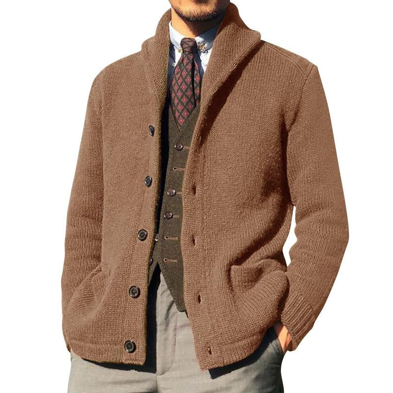 Einfarbige Strickjacke mit Knöpfen für Herren 39990512X