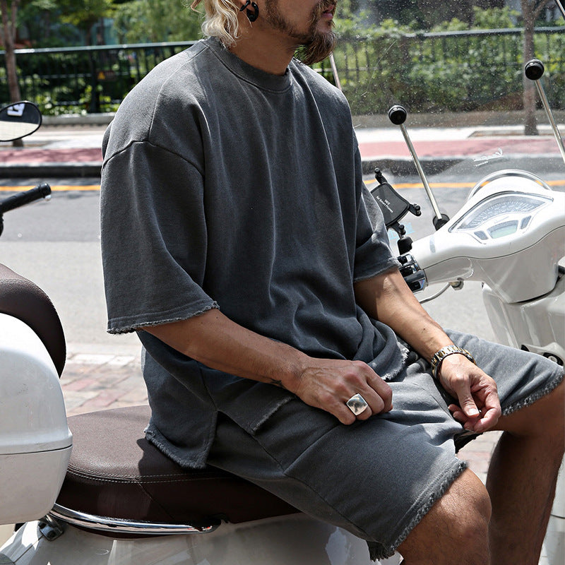 【24-hour shipping】Men's Fashion Loose Short Sleeve T-shirt and Shorts Set 02514856Z