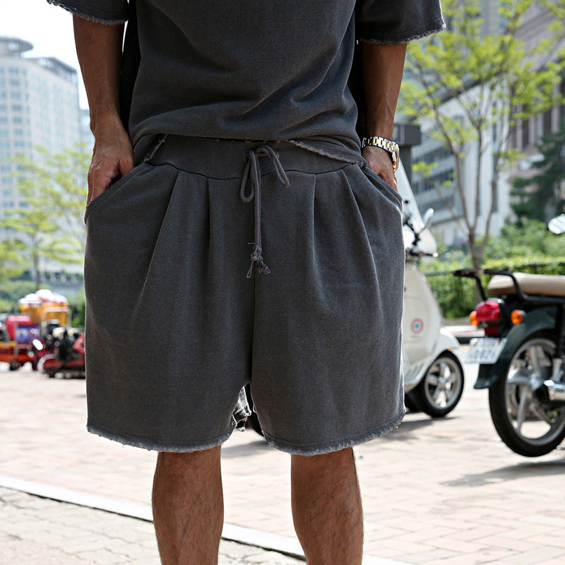 【24-hour shipping】Men's Fashion Loose Short Sleeve T-shirt and Shorts Set 02514856Z