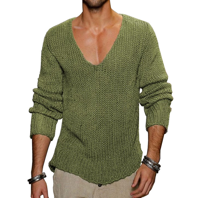 Maglione pullover in maglia con scollo a V da uomo 18392900M