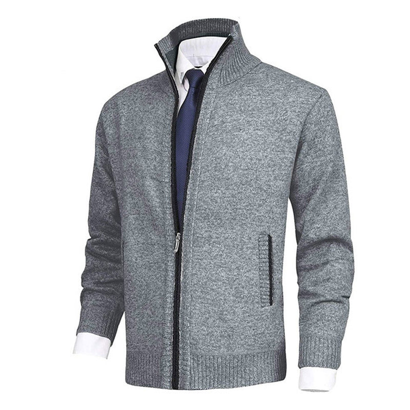 Einfarbiger Strickjacke mit Stehkragen für Herren 70313014X