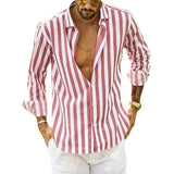 Men's Long Sleeve Striped Lapel Shirt 67559330X