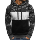 Men's Camouflage Fleece Color Matching Slim Fit Pullover Hoodie 56398805X
