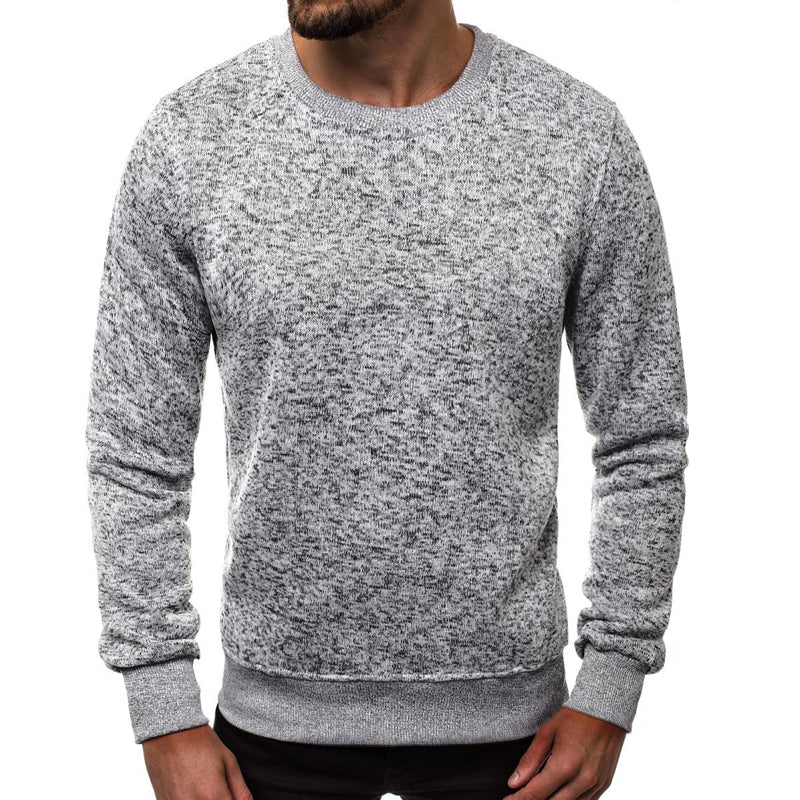 Men's Round Neck Pure Color Slim Fit Pullover Sports Sweatshirt 88534752X