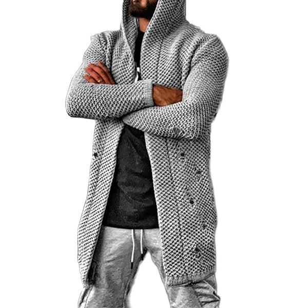 Men's Casual Mid Length Hooded Knit Cardigan 93714649M