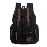 Vintage Canvas Multi-Pocket Flap Backpack Black Bag