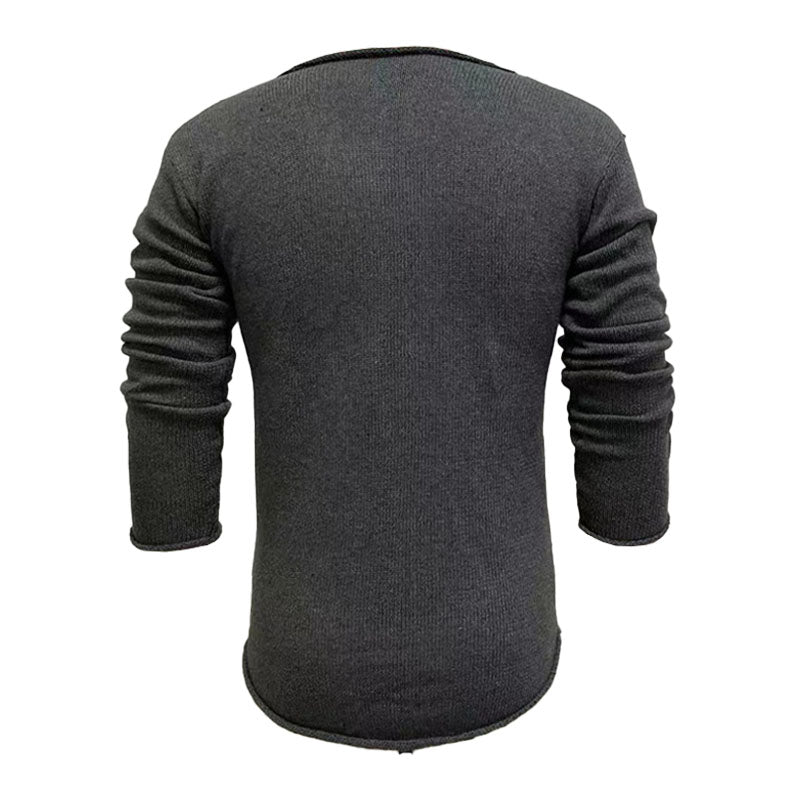 Pull tricoté décontracté à manches longues et col en V pour homme 30697065M