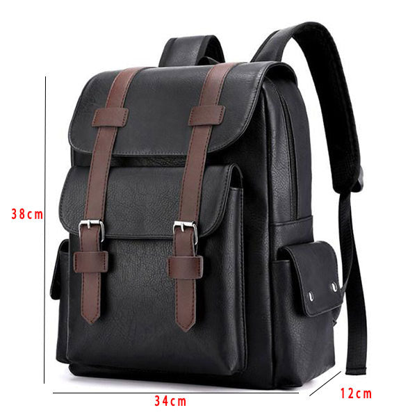 Vintage Fashion Leather Multi Pocket Backpack Bag