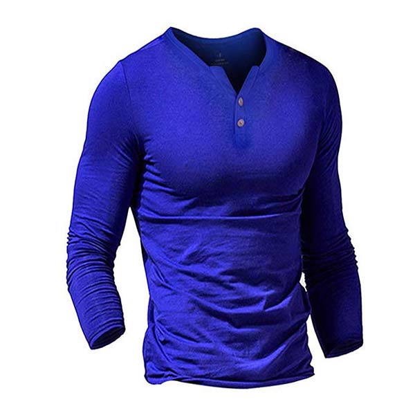 Mens Solid Color Long Sleeve 94029701W Blue / S Shirts & Tops