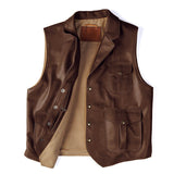 Mens Fashion Vintage Western Leather Vest Brown / S Vests