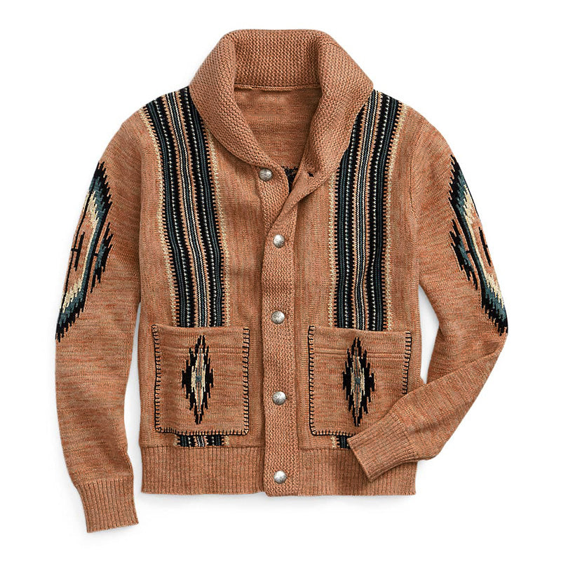 Men's Vintage Lapel Jacquard Knit Cardigan 42749746M – Manlytshirt
