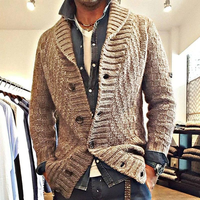 MEN'S VINTAGE LAPEL KNIT CARDIGAN JACKET  05701756X